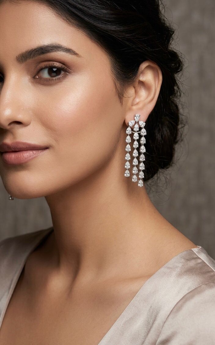Celeste Diamond studded Tassel Earrings