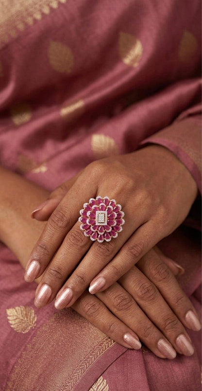 Scarlet Orchid Cocktail Ring