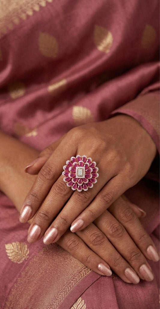 Scarlet Orchid Cocktail Ring