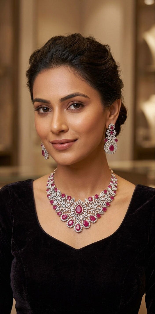 Tamana Ruby and Diamond Necklace set