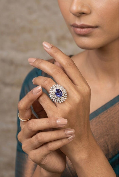 Lilac Kiss diamond cocktail ring
