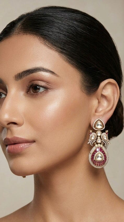 Farida Meenakari & Polki Statement Earrings