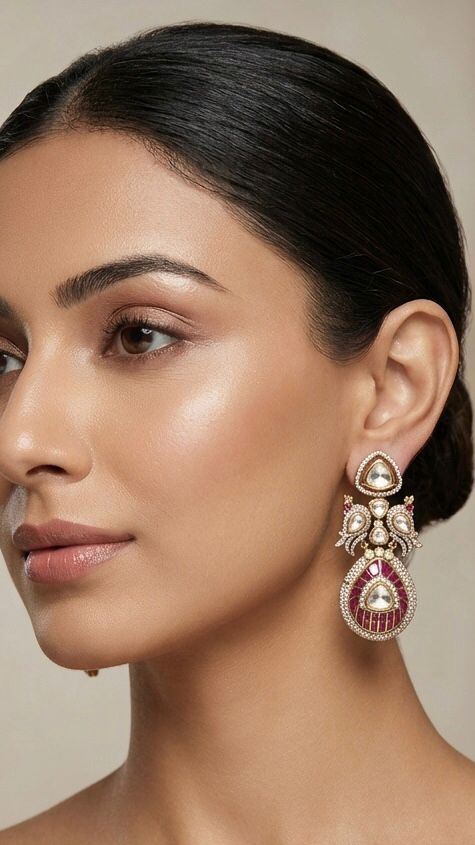 Farida Meenakari & Polki Statement Earrings
