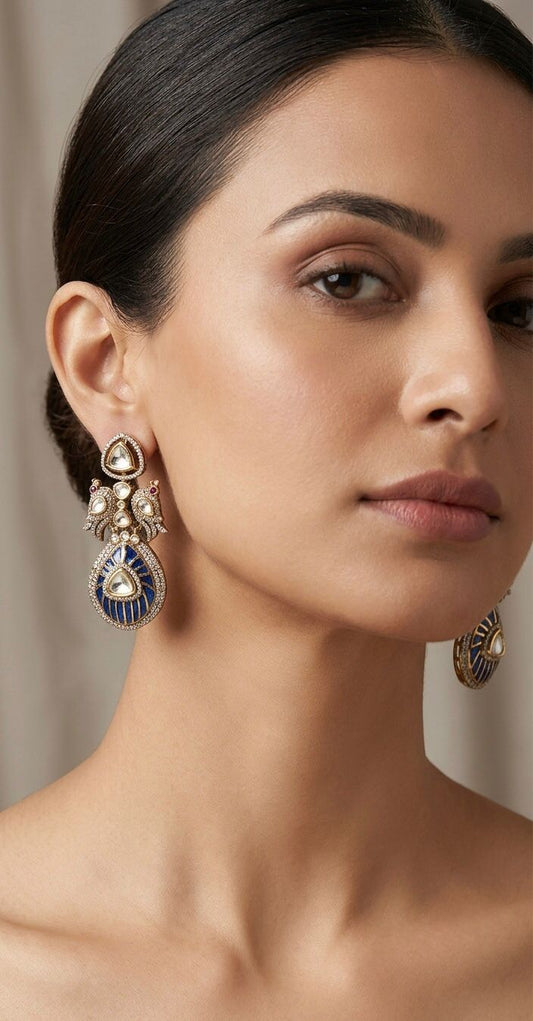 Farida Meenakari and Polki Statement Earrings