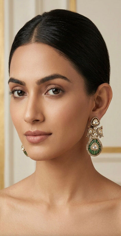 Farida Meenakari and Polki Statement Earrings
