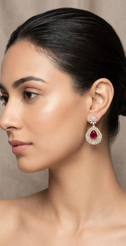 Eline Diamond and Ruby Earrings