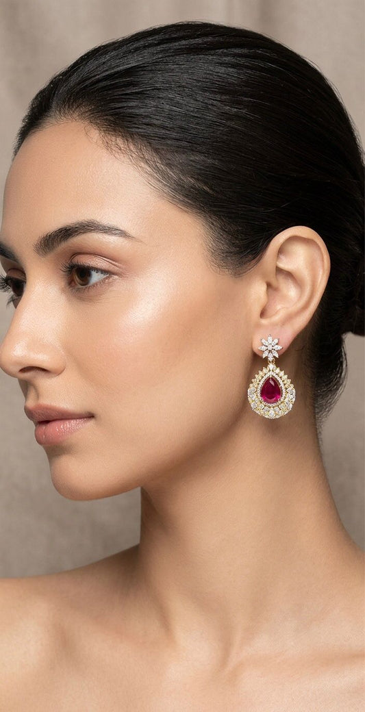 Eline Diamond and Ruby Earrings