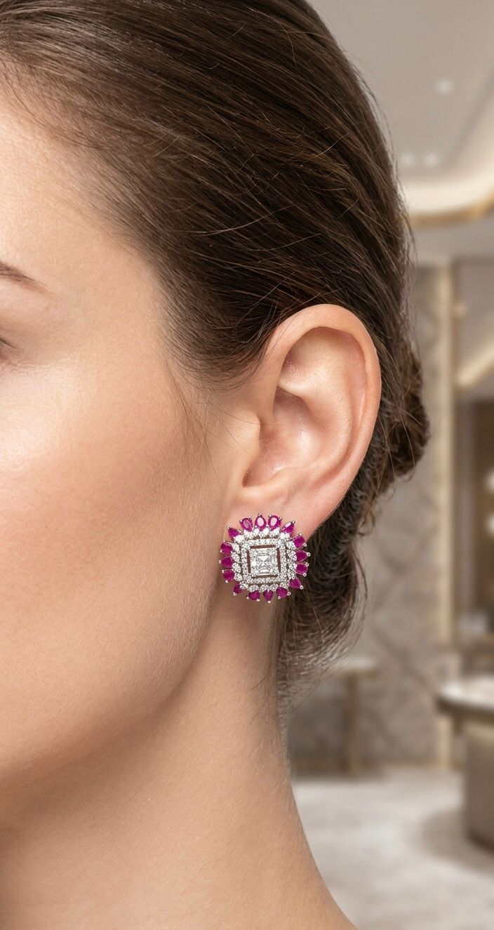 Falaha Ruby Stud Earrings