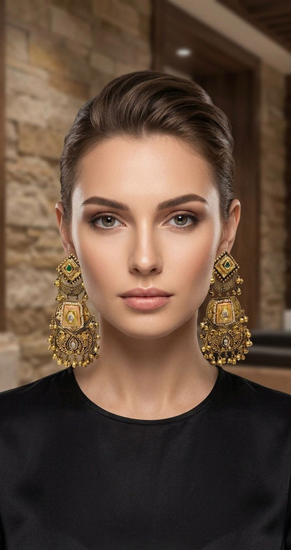Falguni oversized gold earrings