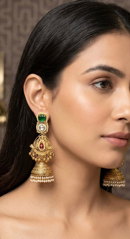 Adah gold plated long earrings