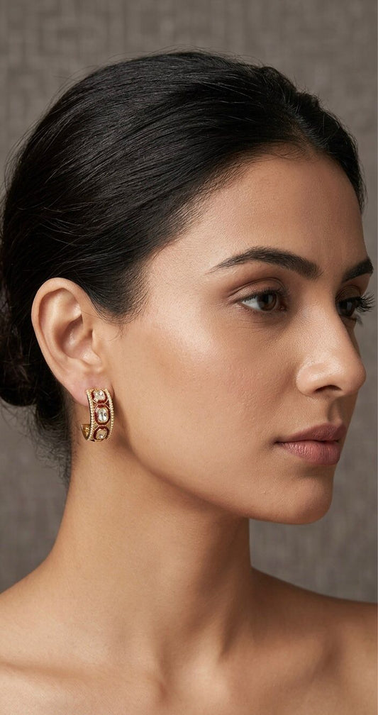 Rasha Polki Hoop Earrings