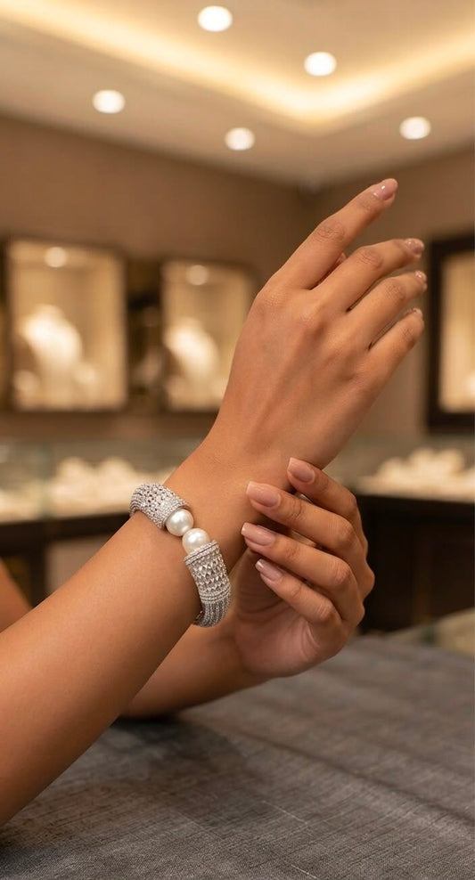 Diamond studded broad bracelet