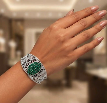 Aaliyah diamond and emerald studded bracelet