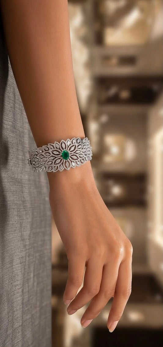 Elena emerald and diamond studded bracelet