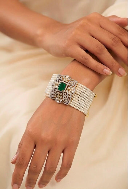 Zenia Diamond and Pearl studded bracelet
