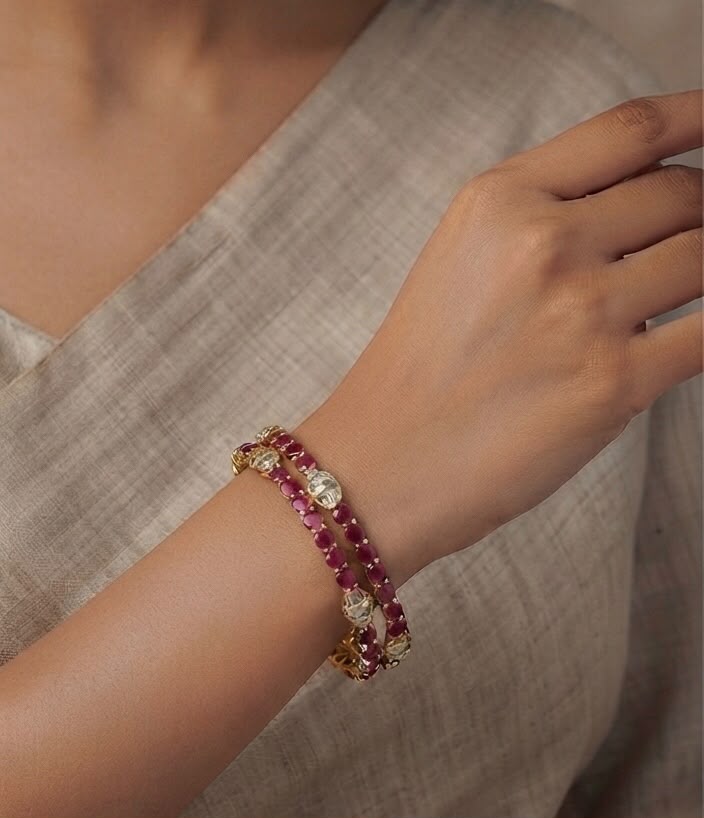 Ameeran Diamond studded Ruby bangles