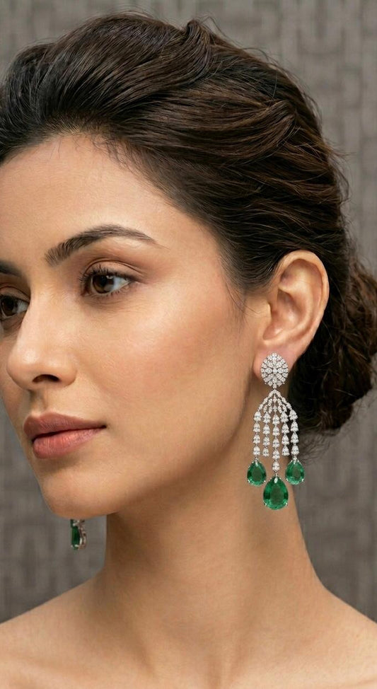 Aisha emerald diamond tassels and drops