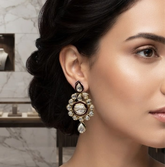 Amina Polki and Meenakari Earrings