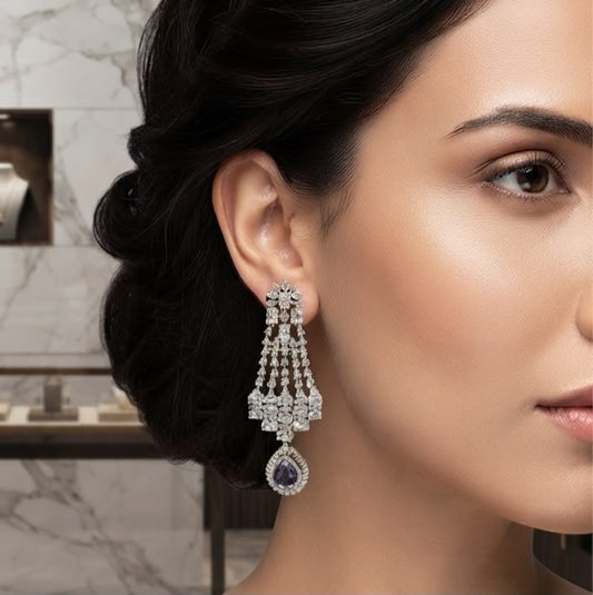 Naaz purple and diamond earrings