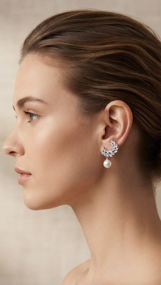 Chandni diamond and pearl drops