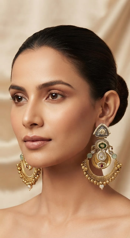 Meher gold plated oversized earrings