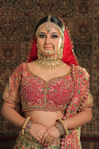 Mehreen polki and pearl motif maathapatti