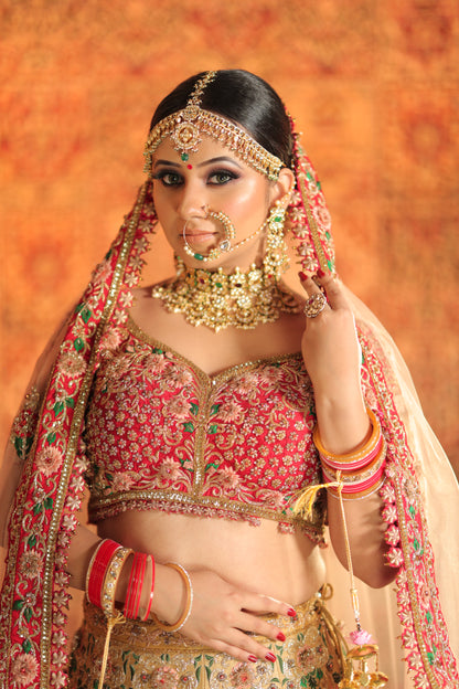 Anah Handcrafted Pearl studded Nath with polki