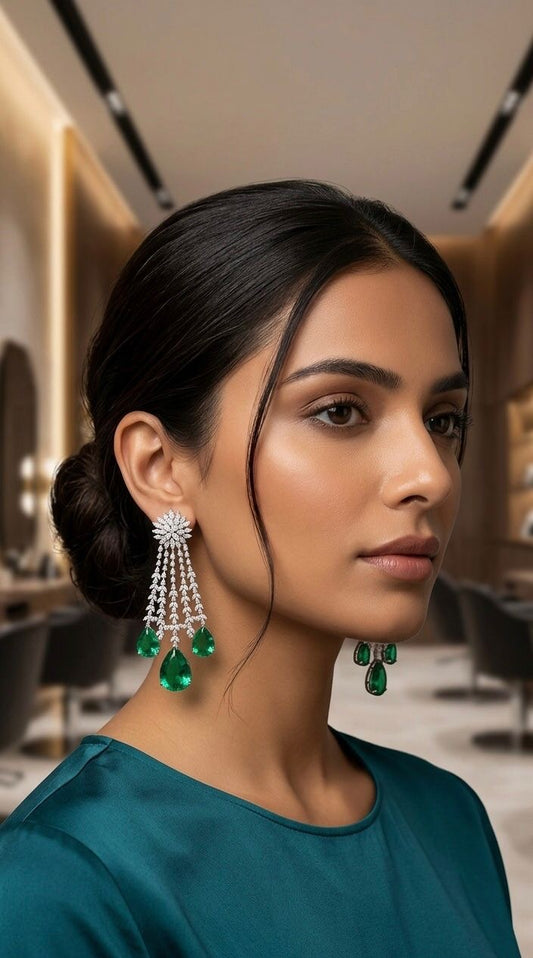 Meher bold diamond danglers