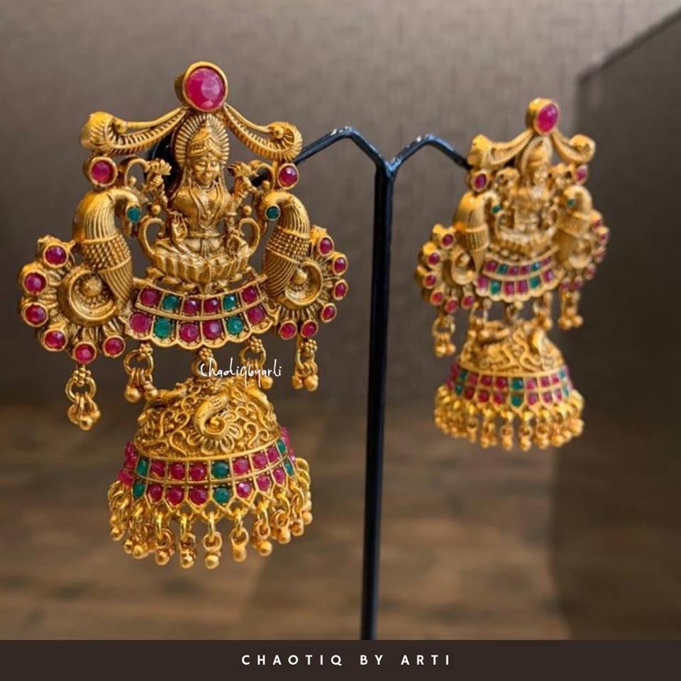 Adah Gold Jhumka Earrings