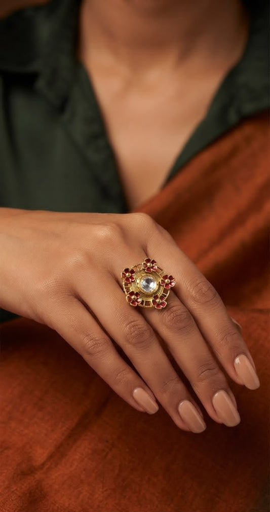 Naseem meenakari flower hued ring