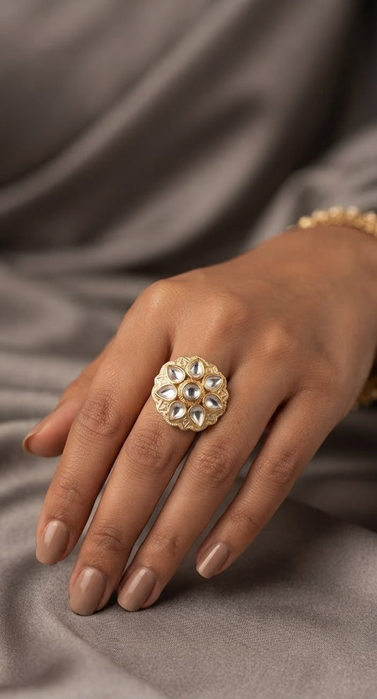 Naseem meenakari polki ring