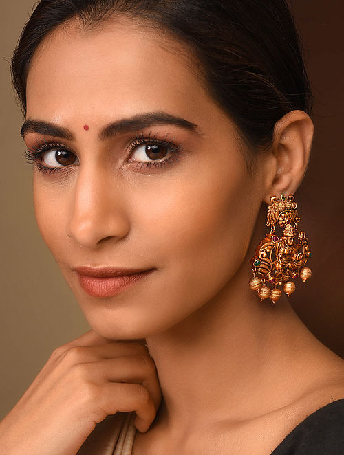 Meera Gold Plated Temple Earrings