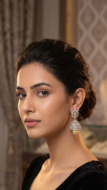 Rosha Diamond and Pearl Earrings