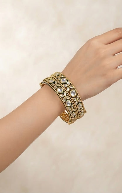 Gold plated handcrafted polki bangles