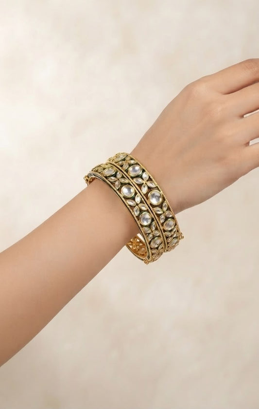 Gold plated handcrafted polki bangles
