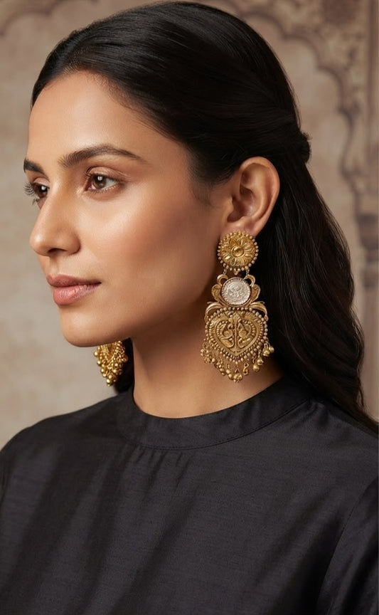 Veda Gold Plated Long Earrings