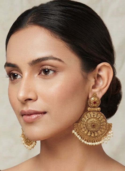 Chandni gold plated chand earrings