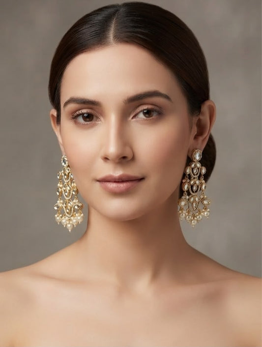 Nadeem Layered Polki and Pearl Earrings
