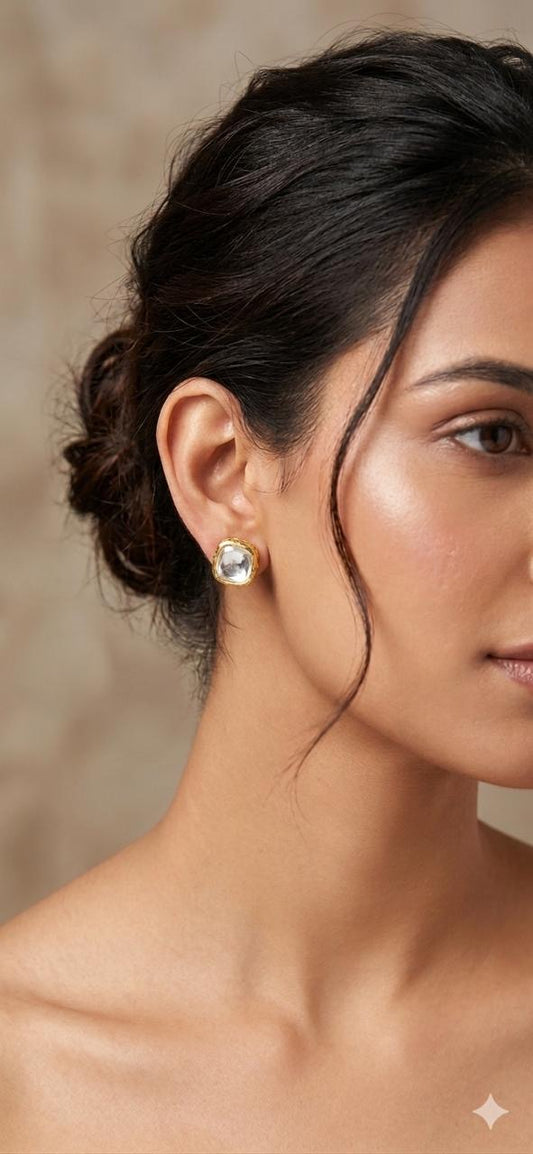 Shaha gold and polki stud earrings