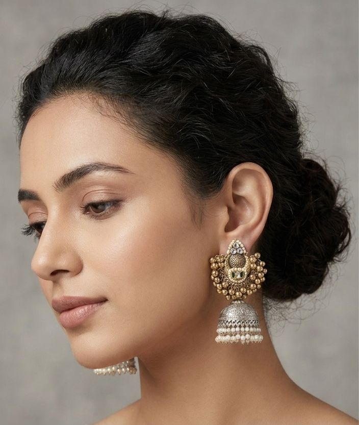 Mahira Gold-Plated Oxidised Earrings