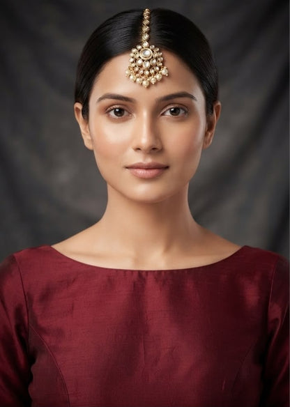 Maira Gold plated polki and pearl maangtikka