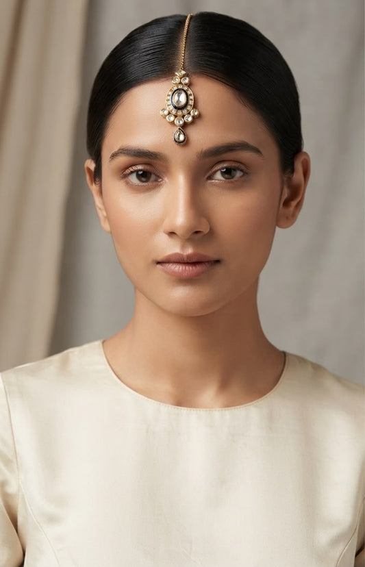 Adah handpainted polki maangtikka