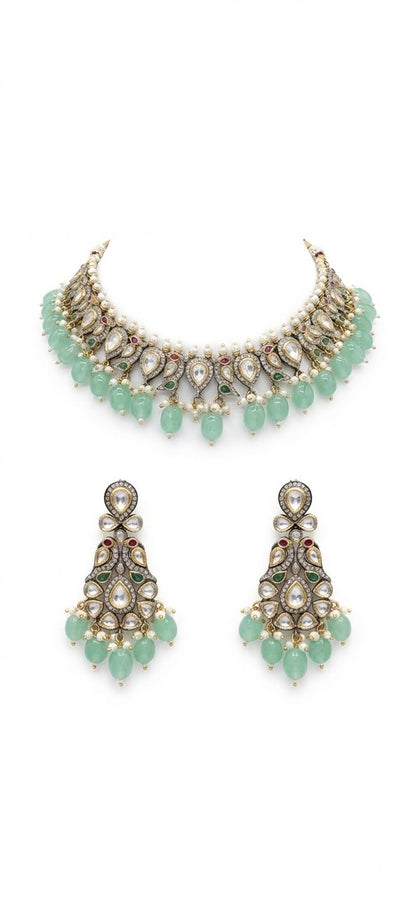 Vintage hued polki necklace set