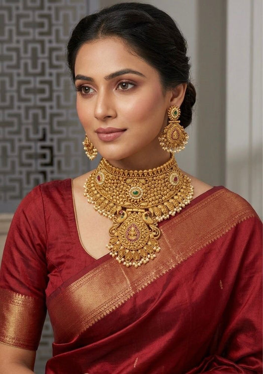 Padmavat gold plated temple choker set