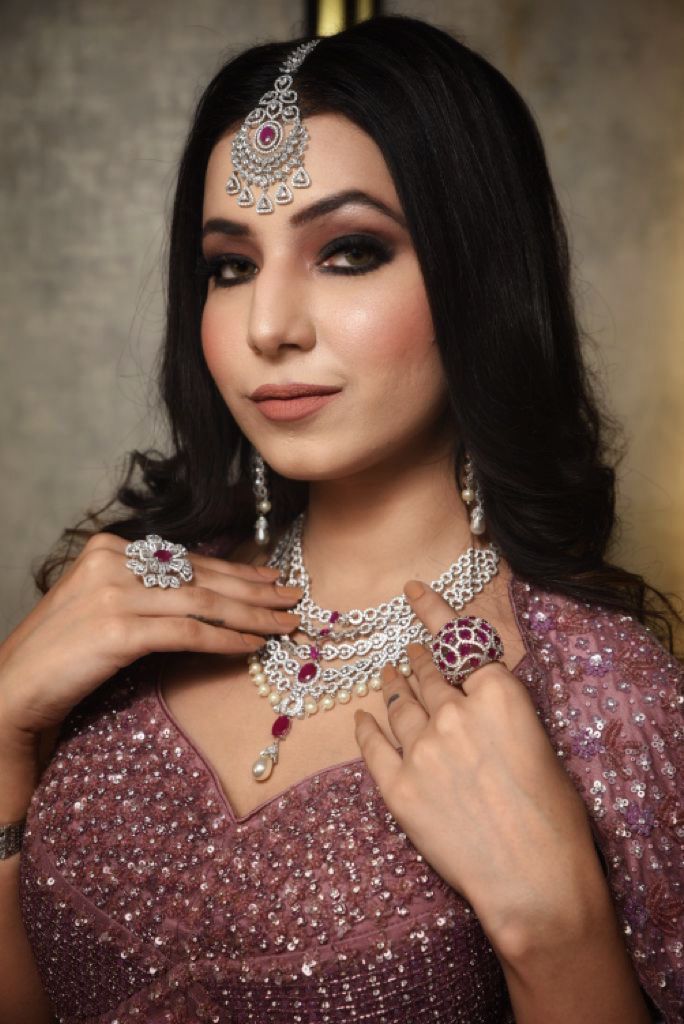 Adah Diamond and Ruby studded maangtikka