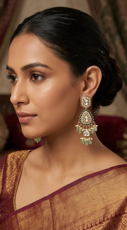 Neesa Polki and Pearl Earrings
