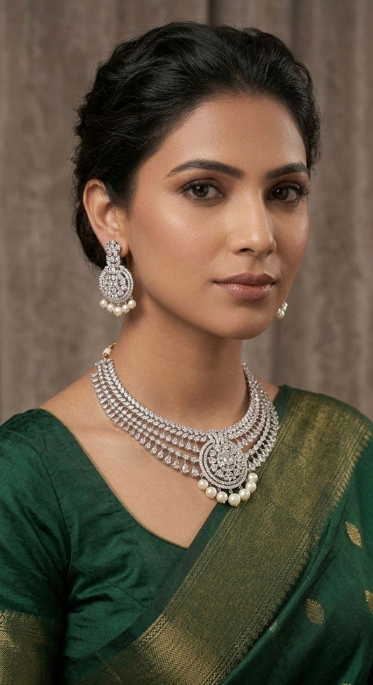 Anaha diamond studded necklace set with pearls
