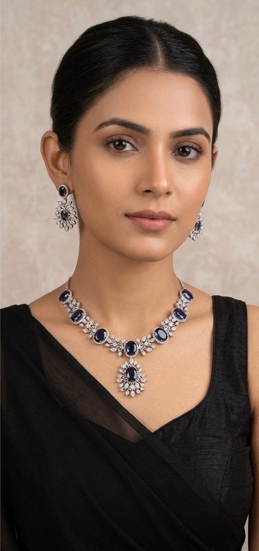 Giselle Flower & Purple Stone Diamond Set