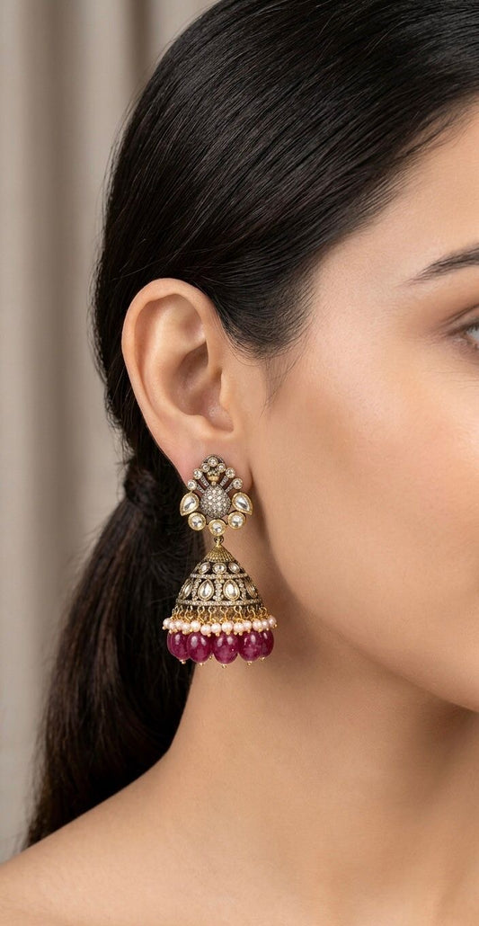 Retro drops antique pearl jhumkas