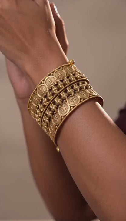 Tara gold coin plated temple bangles